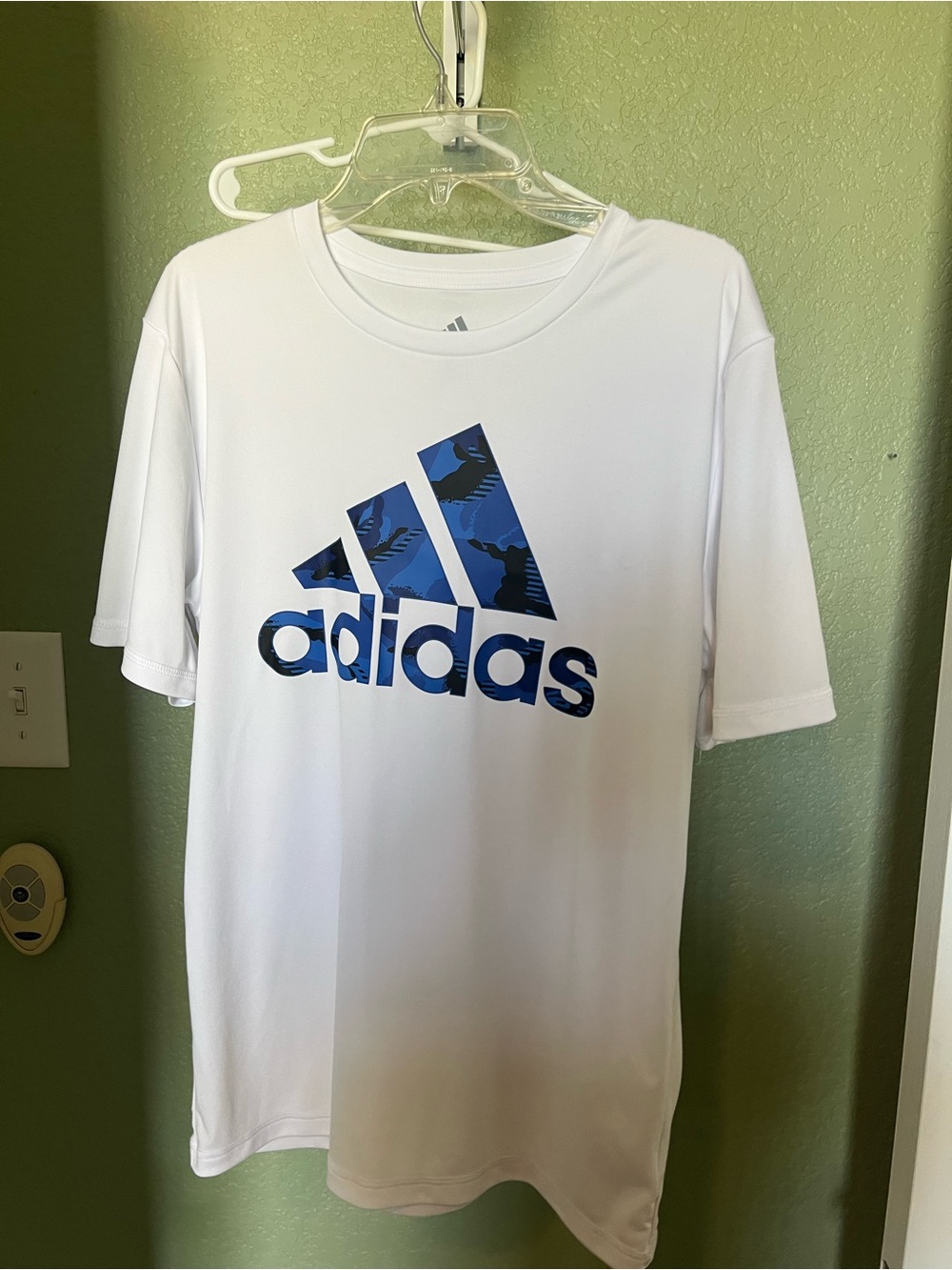 adidas Boys XL White Tee with Blue Logo